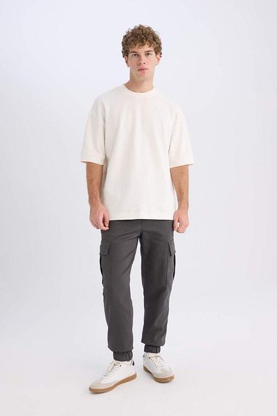 DeFacto Pantaloni de jogger, talie obișnuită, cu șireturi, buzunare cargo texturate E0884AX24WN