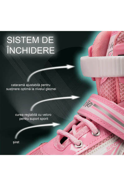 ACTION ONE Junior adjustable rollers, light-up wheels, size S (31-34), pink