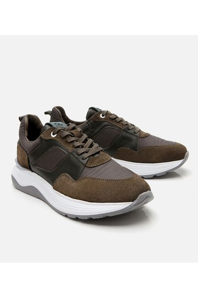 Hotiç Men's Suede Leather Khaki Light Sole Sports Shoes