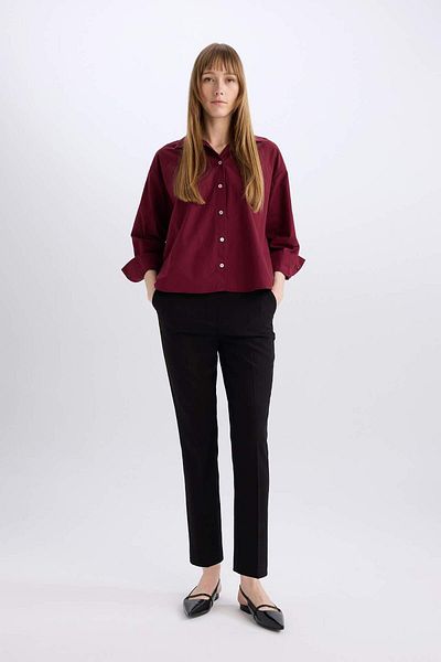 DeFacto Oversize Wide Fit Poplin Basic μακρυμάνικο πουκάμισο E2677AX24WN