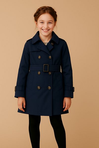 HÇ Hülya Çelik KİDSWEAR 2018 Children's Trench Coat Navy Blue