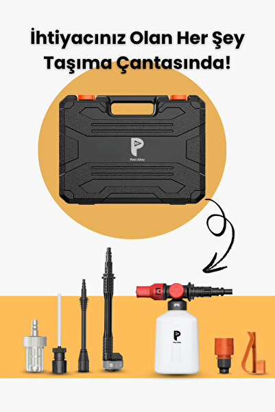 post alley Çift Bataryalı 37.500 mAh Çantalı Şarjlı Basınçlı Yıkama Makinesi