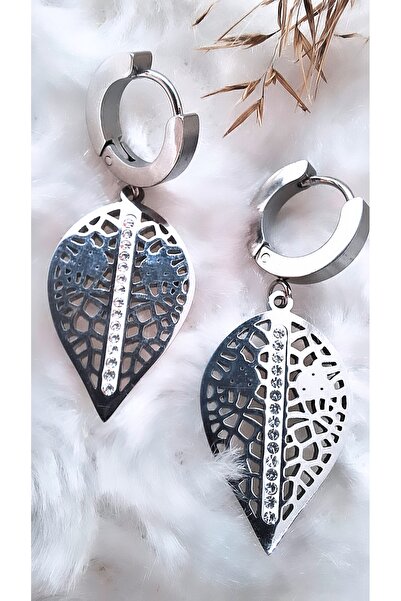 Serenity ورقة أحسب الأقراط الفولاذية اللون الفضي