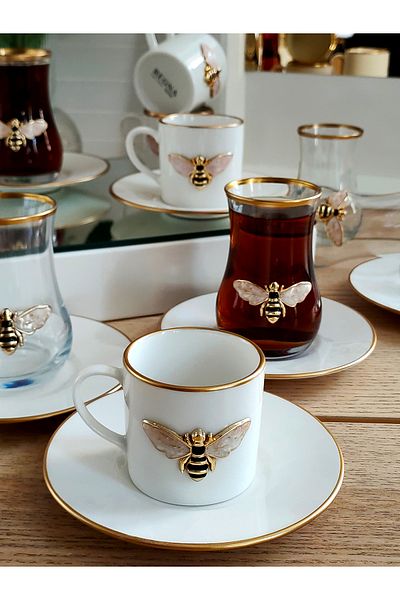 REGNA HOME Fine Living Queen Bee 18 Piece Tea and Coffee Set for 6