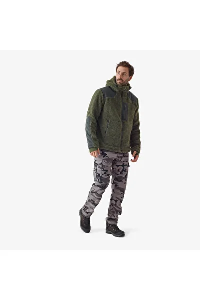 Decathlon Solognac Men's Noiseless Fleece Cardigan - Green - Hunting and Nature Observation - 900