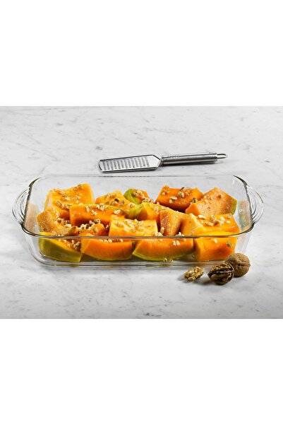 KIZILELMADA زجاج بوركام مستطيل مقاوم للفرن – مثالي للحلويات والأطباق (24 × 40 سم)