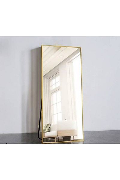 Al Saada Home Limited Quantity Standing Mirror Frame - Gold - 77×177 cm