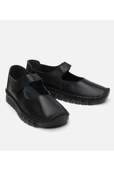 Hotiç Women's Leather Black Flexible Sole Comfort Shoes