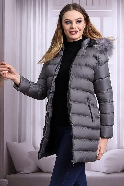 MUSD LİFE Jachetă puf pentru femei de culoare gri cu microgel