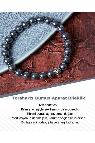 Saff Doğal Taş Certified Terehartz Silver Apparatus Bracelet