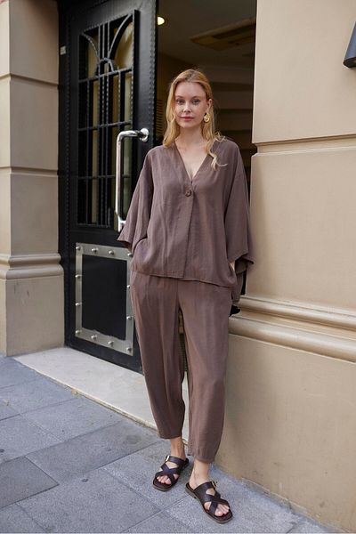 Suzi Button Detail Shirt and Shalwar Pants Set 51189