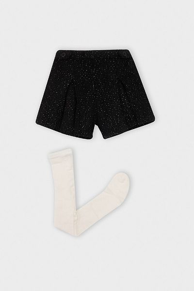 DeFacto Set 2 bucăți fetiță, pantaloni scurți din tweed, fustă, ciorapi D7464A524WN