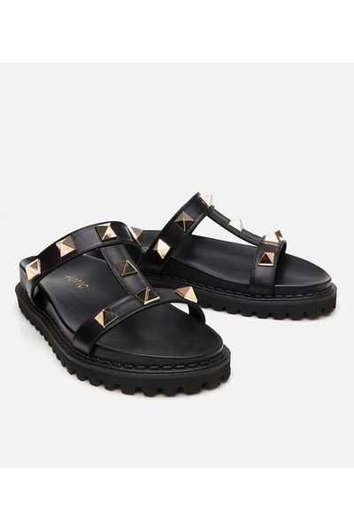 Hotiç Papuci de damă din piele Black Stone
