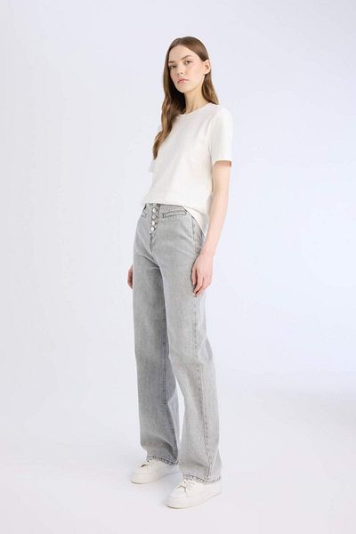 DeFacto 90er-Jahre-Jeans mit hoher Taille und weitem Bein – lange, gewaschene Hose D4323ax24au