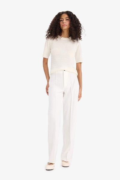 DeFacto Regular Fit Crew Neck Knitted Detailed Short Sleeve Knitwear Sweater D3306Ax24Wn