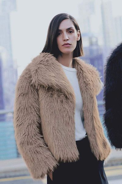 DeFacto Relax Fit Jacket Collar Snap Fastener Faux Fur Coat C9546Ax24Wn