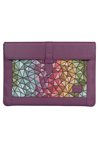 LONDO حافظة كمبيوتر محمول متوافقة مع ماك بوك برو 15 بوصة، 16 بوصة من الجلد الطبيعي والنسيج المنسوج