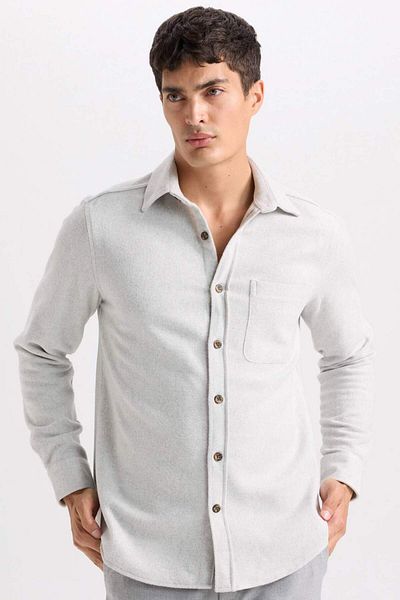 DeFacto Regular Fit Lumberjack Pocket Detailed Basic Plain Long Sleeve Shirt A5515Ax24Au