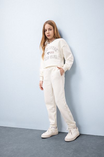 DeFacto Set de 2 piese pentru fete, hanorac imprimat, pantaloni de sport cu talie elastică D9886A825SP