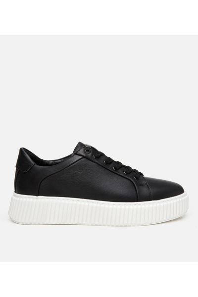 Hotiç Men's Leather Black High-Sole Sports Shoes