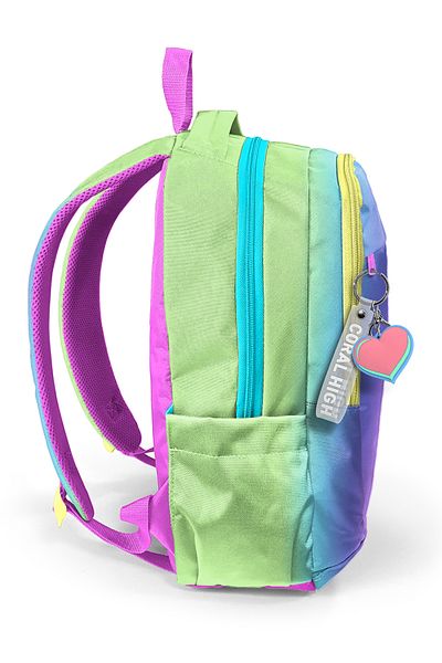 Coral High Color Transition Patterned Three Compartment School Backpack 23668
