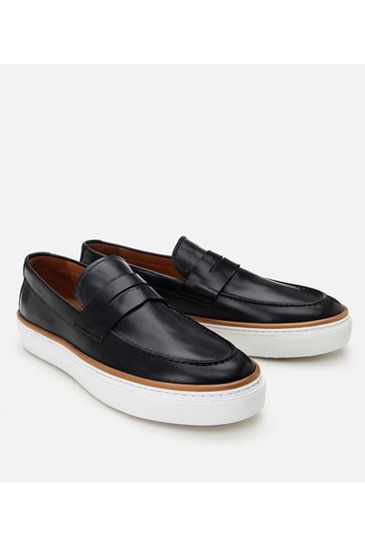 Hotiç Loafer casual elegant din piele neagră cu talpă ultra ușoară pentru bărbați