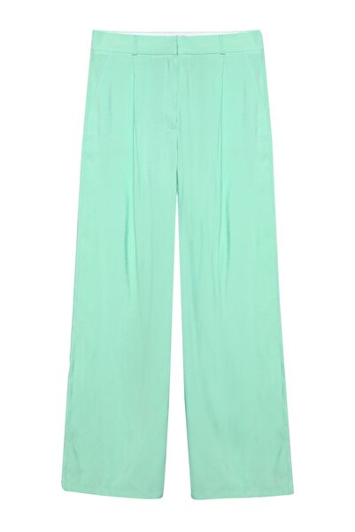 Quzu Yüksek Bel Bol Paça Pantolon Mint