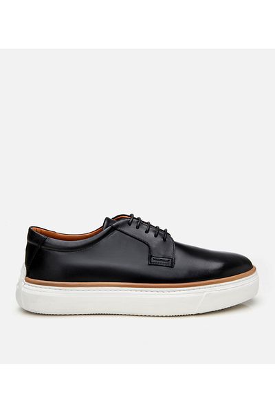 Hotiç Men's Leather Black Light Sole Casual Shoes