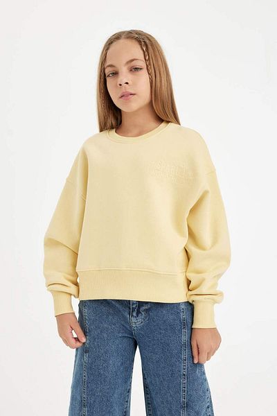 DeFacto Hanorac imprimat pentru fete Relax Fit Crew Neck D2886A824WN
