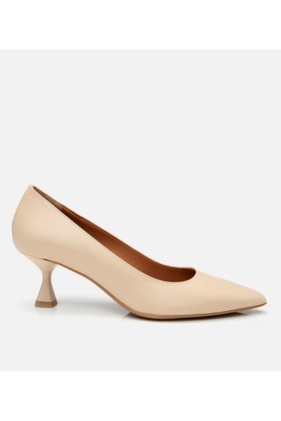 Hotiç Women's Leather Beige Flexible Sole Stiletto