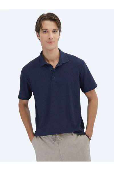 Kip Tricou cu guler polo cu model bleumarin