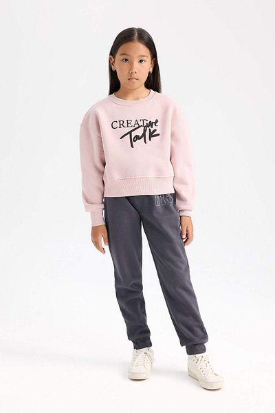 DeFacto Pantaloni de sport Jogger imprimați cu talie elastică pentru fete D2293A824WN