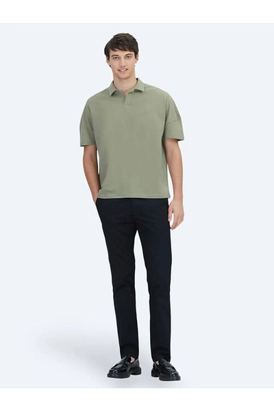 Kip Tricou verde cu gât polo 100% bumbac