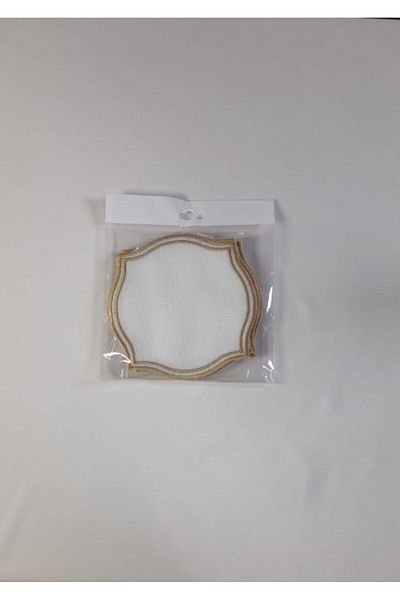 NAKIŞ ATÖLYESİ 6 Pieces Napkin Etamine Processable Party Gold Edge Cocktail Coffee Side Presentation Napkin No:45