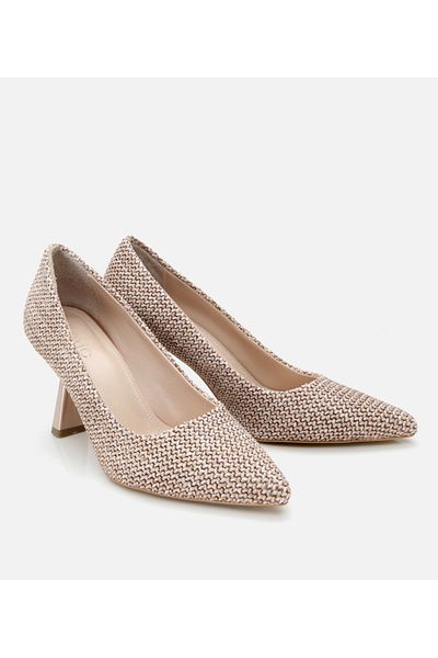 Hotiç Stiletto cu detalii din paie bej pentru femei