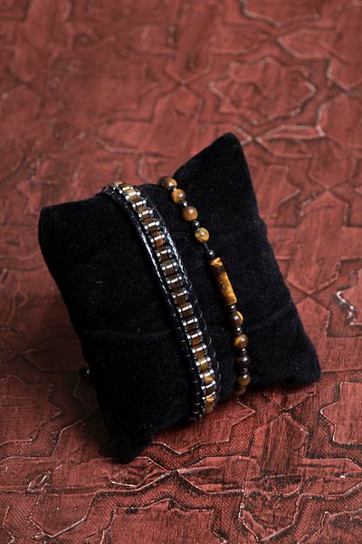 Saff Doğal Taş Certified Kalplan Eye & Hematite Set Bracelet