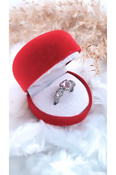 Serenity خاتم من الفولاذ على شكل قلب أحمر في صندوق