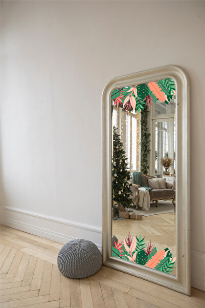 SDİGİTAL Tropikal Yaprak Desenli Şeffaf Duvar Sticker-Duvar & Ayna Süsleme