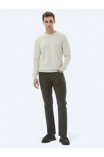 Kip Pulover din tricot din lână tricotată simplu, bej, cu gâtul turn
