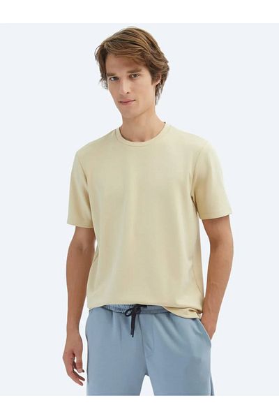 Kip Tricou galben deschis cu gât crew