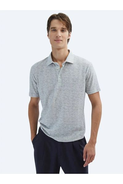 Kip Tricou din amestec de bumbac cu gât polo cu imprimeu bej