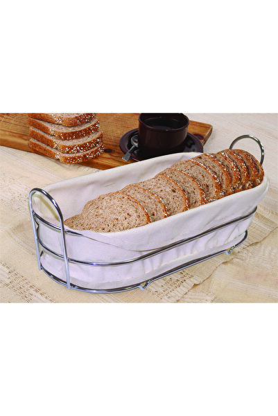 Ece Metal Büyük Boy Ekmek Sepeti Kullanışlı Krom Kaplama Siyah ve Beyaz Ekmek...