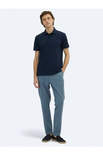 Kip Tricou polo uni albastru bleumarin 100% bumbac