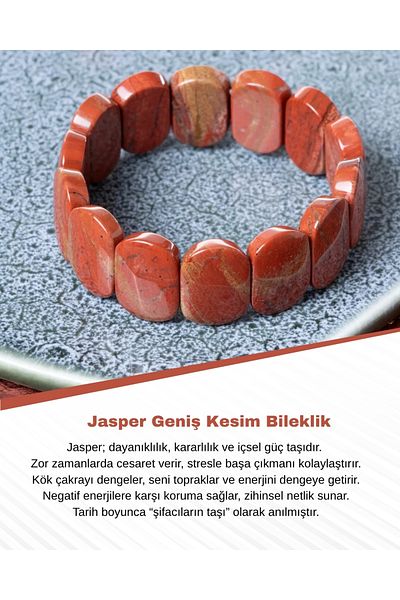 Saff Doğal Taş Jasper Wide Cut Bracelet