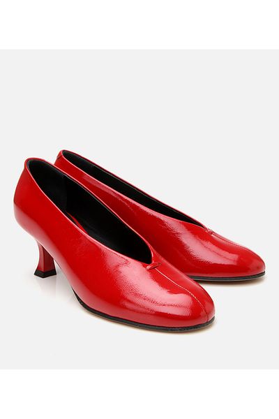 Hotiç Women's Patent Leather Red Thin Heeled Shoes