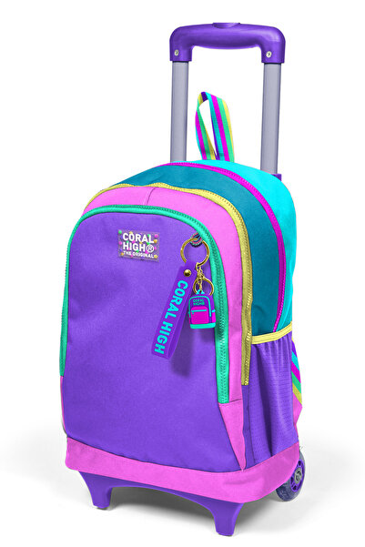 Coral High Pembe Pastel Renkli Üç Bölmeli Çekçekli Okul Sırt Çantası 23959