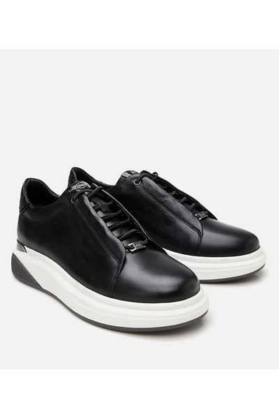 Hotiç Men's Leather Black High-Sole Sports Shoes
