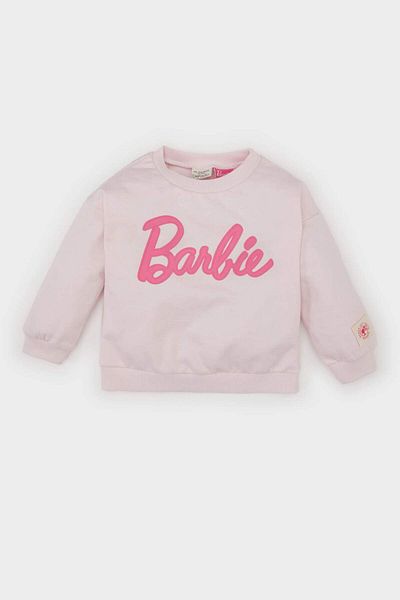 DeFacto Baby Girl Barbie Crew Neck Soft Furry Sweatshirt D4967A524Wn