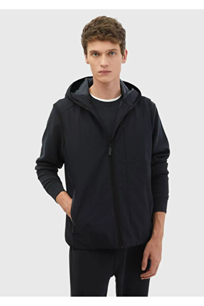 Ramsey Lacivert Regular Fit Kapüşonlu Casual Dokuma Spor Yelek