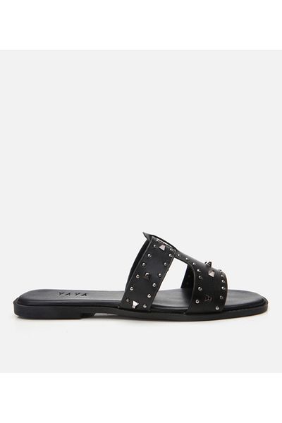 Yaya by Hotiç Women's Black Pedestrian Stone Slippers
